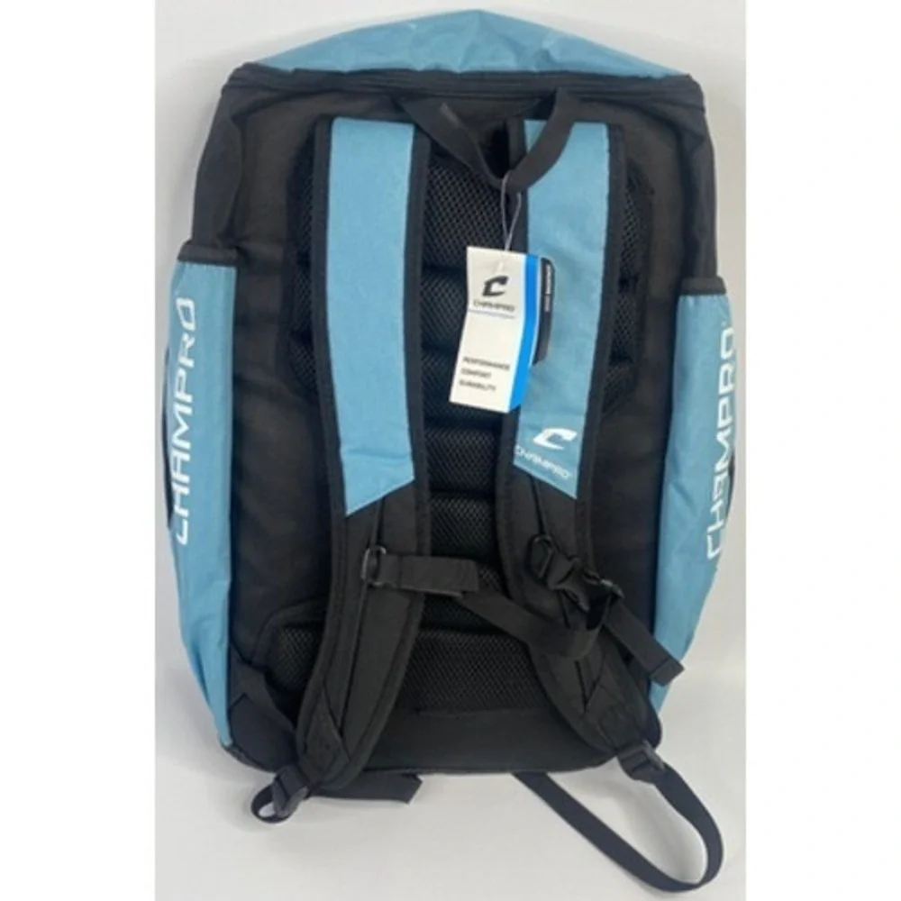 Champro Sports Backpack Unisex Large Light Blue New Padded Straps Mesh Pockets